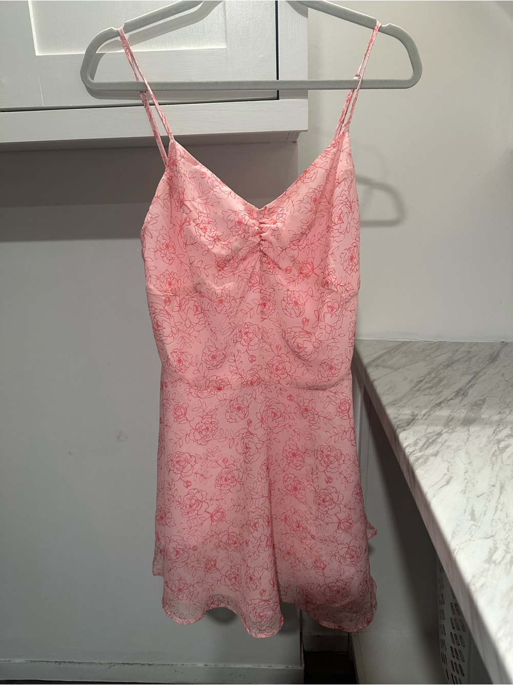 Urban Outfitters Pink Floral Slip Dress with Spaghetti Straps
